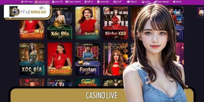 Casino Live tại đây sở hữu nhiều phòng cược với dealer chân thật